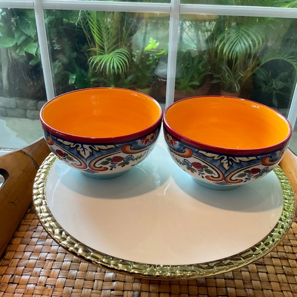 Euro Ceramica Zanzibar Collection Multicolored Set of 2 Bowls - Picture 2 of 5